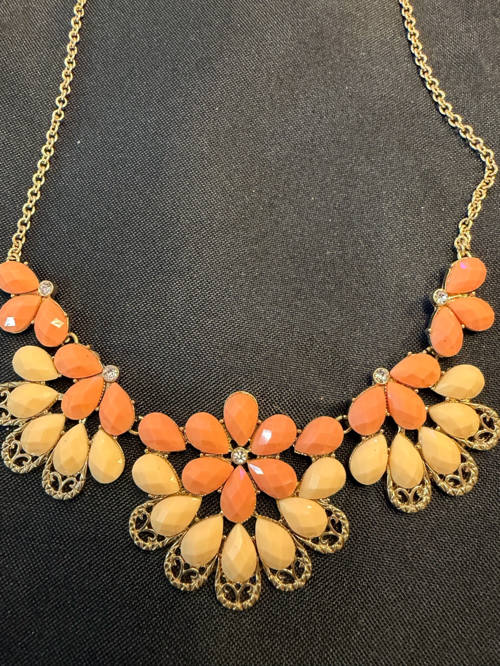 Park Lane KRISTEN Necklace Retired Peach Melon Floral Statement NWT